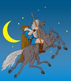 Norse God Odin riding eight-legged horse