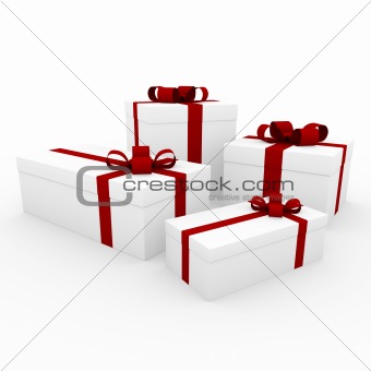 3d red white gift box