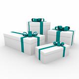 3d turquoise white gift box