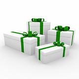 3d green white gift boxes