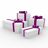 3d purple white gift box