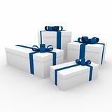 3d blue white gift boxes