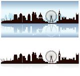 london skyline and reflection