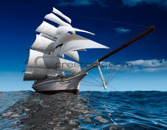 Sailing ship at sea