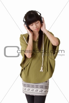 Young lady listening music