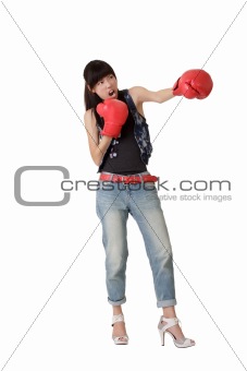 Young woman fighting