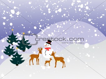 winter landscape - christmas card