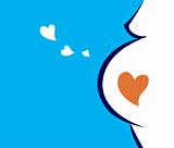 Pregnant woman icon with heart (blue)