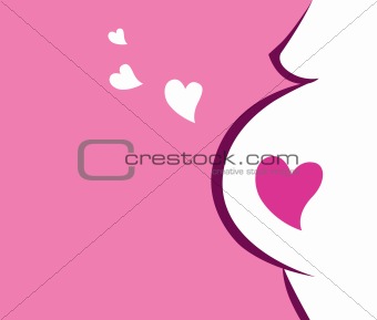 Pregnant woman icon with heart (pink)