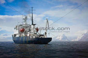 Big ship in Antarctica