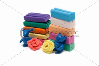 Plasticine of the toy and plates