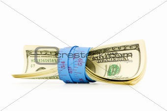 Financial concept - measuring money on white