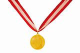 Golden medal isolated on the white background