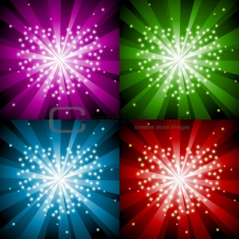 Sparkling background with heart in four colors