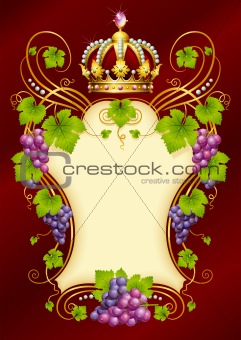 Vector grape frame with crown 02