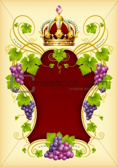 Vector grape frame with crown 03