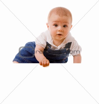 baby boy holding a message