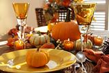 Place settings ready for Thanksgiving