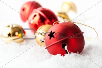 Red and gold Christmas baubles