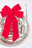 Christmas Ribbon French Horn Isolated