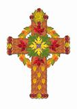 Religious crucifix with Autumn leaves