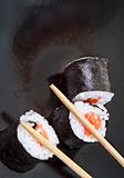 sushi and chopsticks 