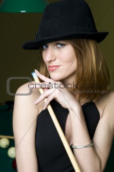 Woman with cue