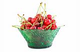 Bowl filled with the red cherries