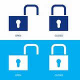 Padlocks in open and closed positions