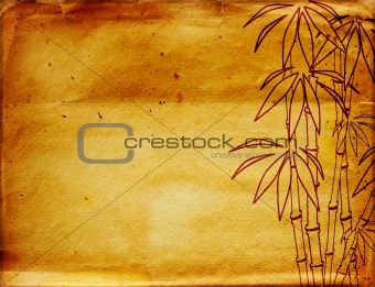Grunge background with figure of bamboo