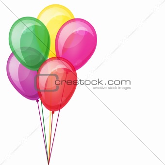 Color balloons floating. Isolated on white. Eps10.