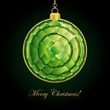 Emerald Christmas ball. Vector illustration.