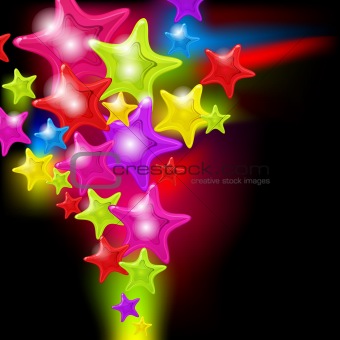 Splash of abstract glossy stars - vector background 