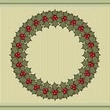 Retro Christmas background with a wreath of holly.
