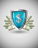 security shield protecting money business concept
