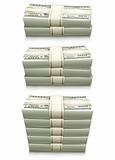 set of dollar bank notes packed money