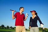  young couple on golf course