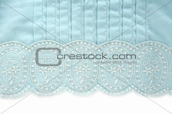 embroidery turquoise fabric white flower design