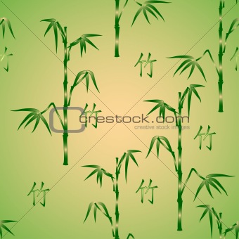 vector seamless background with bamboo and hieroglyph