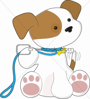 Cute Puppy with Leash