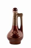Ceramic bottle with handle. Clipping path.