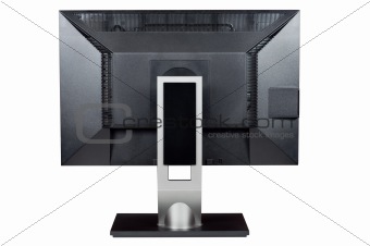 Monitor computer, isolated white, rear view, clipping path.