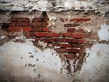 Old broken brick wall