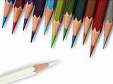 white color and eleven cool tone color pencil