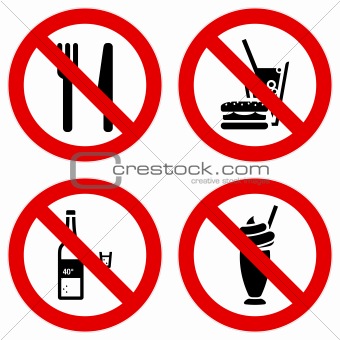 No eating and drinking signs