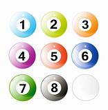 set of glossy billiard balls isolated over white background