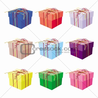 set of nine gift boxes