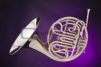 French Horn Isolated on Purple