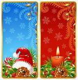 Christmas vertical banners set 2. Santa hat and candle