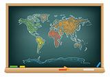 Drawing world map by a chalk